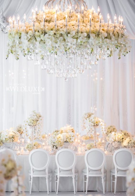 white floral wedding chandelier