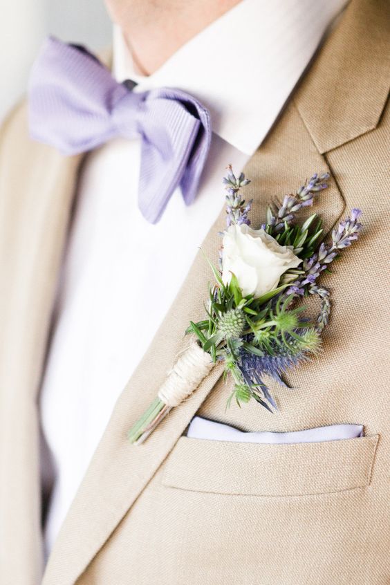 lavender wedding boutonniere