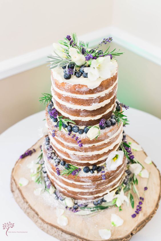 rustic lavender wedding cake