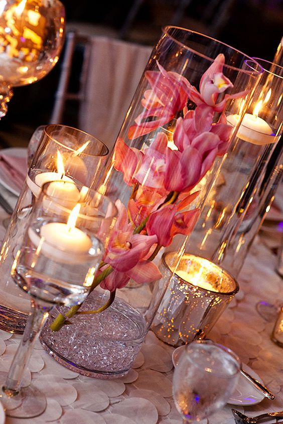 Glass Cylinders Wedding Centerpieces 29