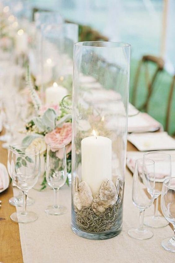 Glass Cylinders Wedding Centerpieces 31