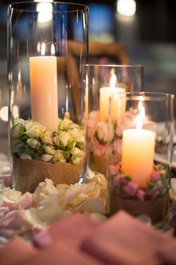 Glass Cylinders Wedding Centerpieces 34