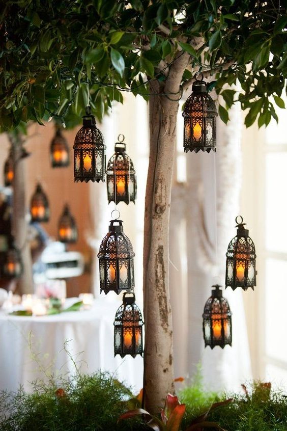 Hanging lantern wedding decor