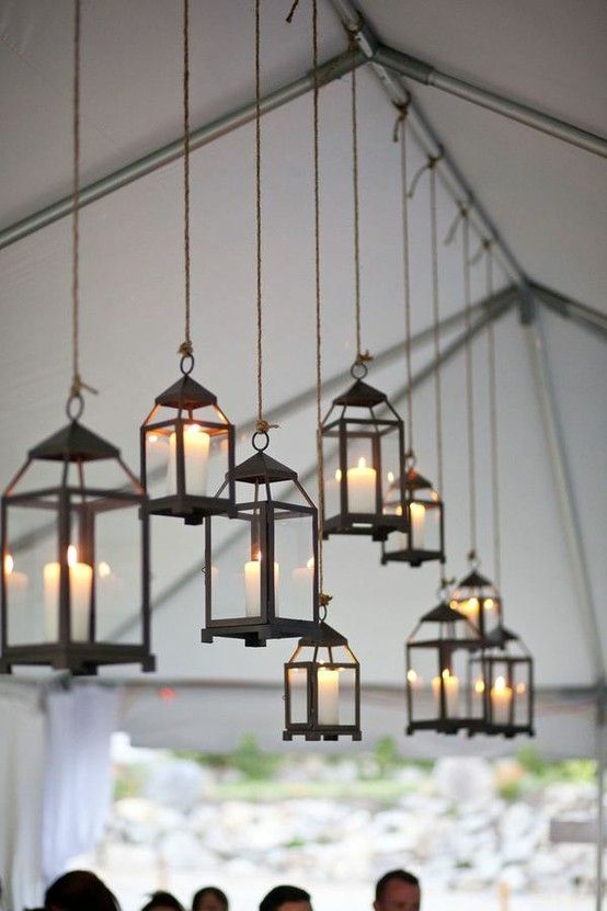 hanging lanterns remind me of the floating candles in the Great Hall