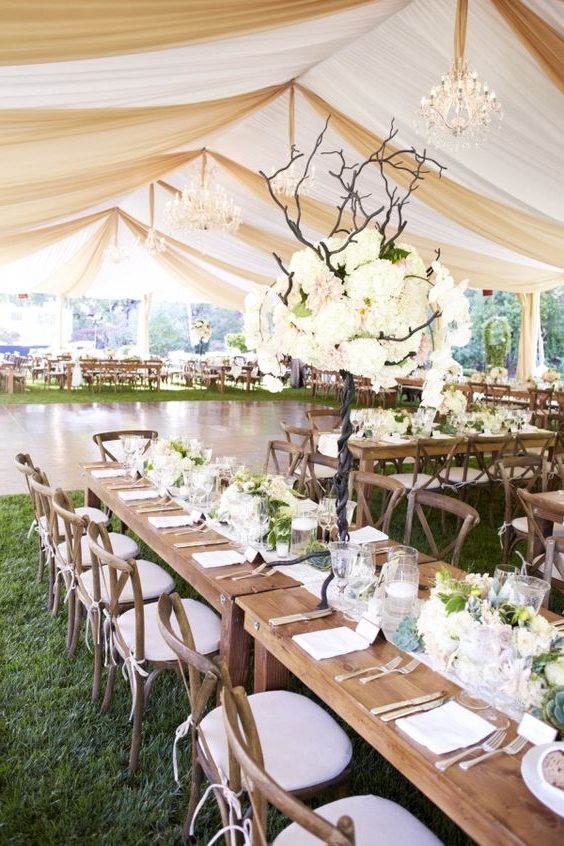 rustic-glam garden party tent wedding decor