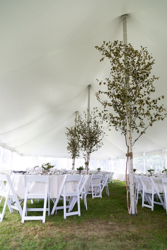 white tent wedding decor