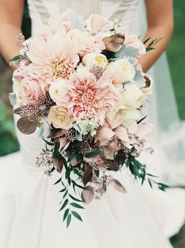 blush pink dahlia wedding bouquet