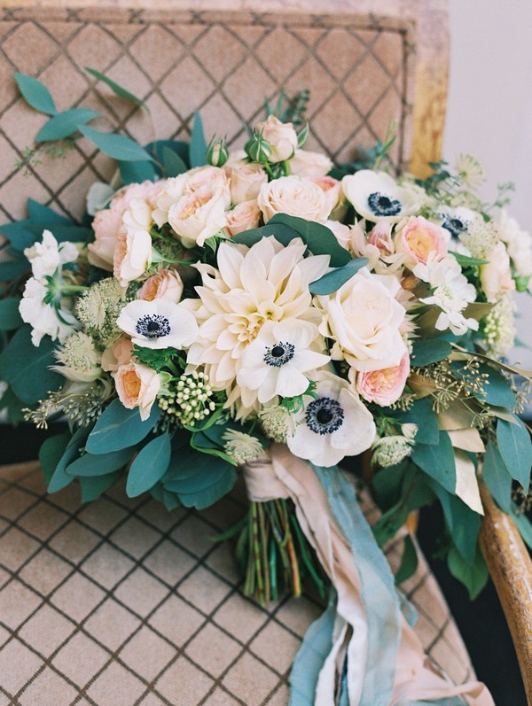 dahlia and anemone wedding bouquet