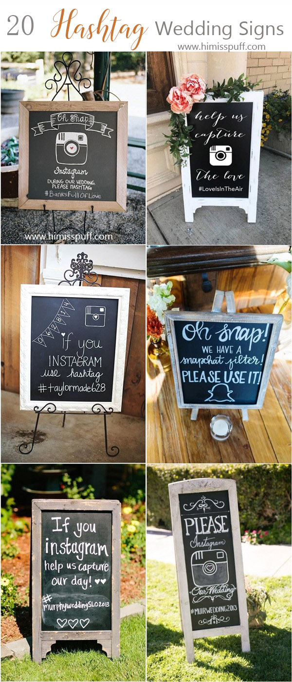 wedding sign ideas – Snapchat and Instagram hashtag wedding signs