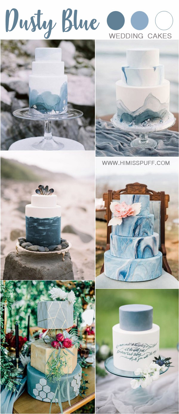Dusty blue wedding cake ideas