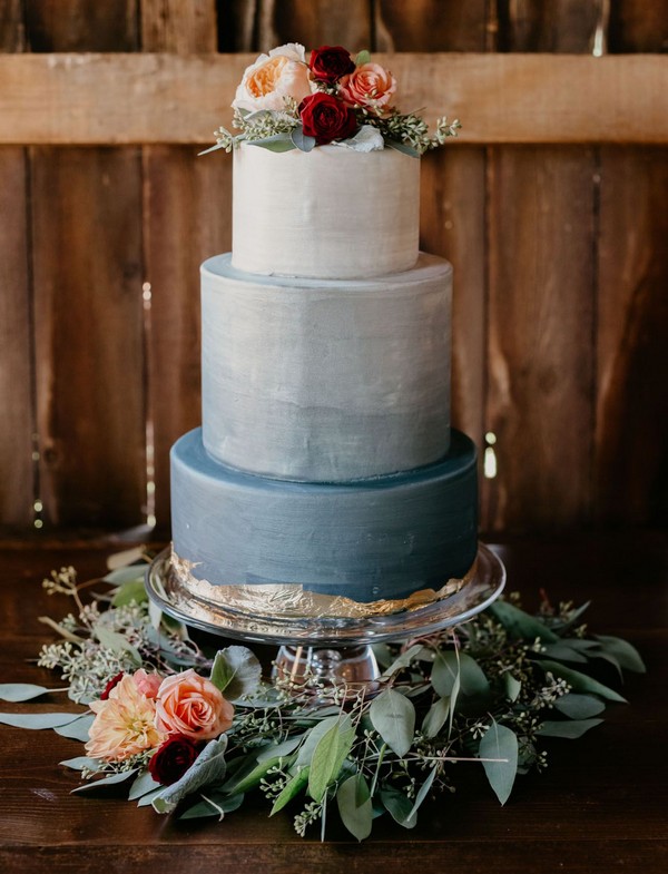 Ombre dusty blue wedding cake