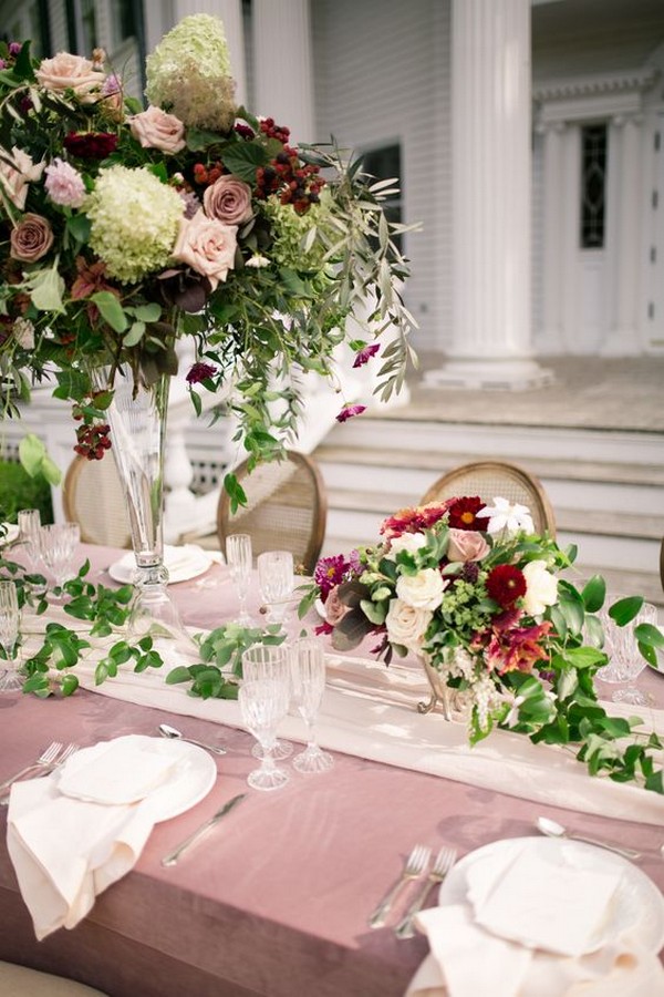 chic dusty rose wedding table cloth ideas