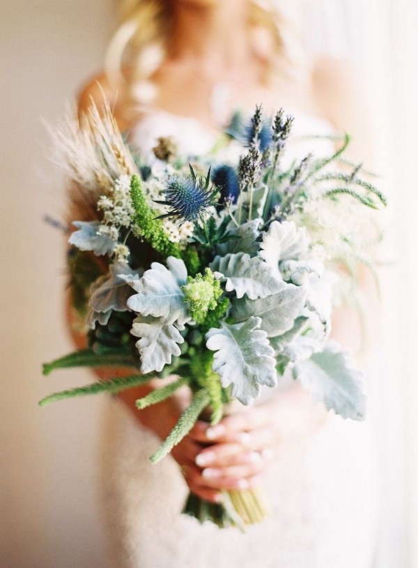 dusty blue miller wedding bouquet