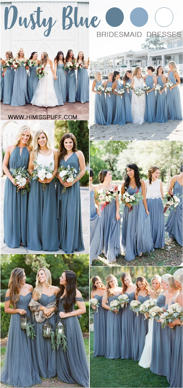 dusty blue wedding color ideas – dusty blue bridesmaid dresses