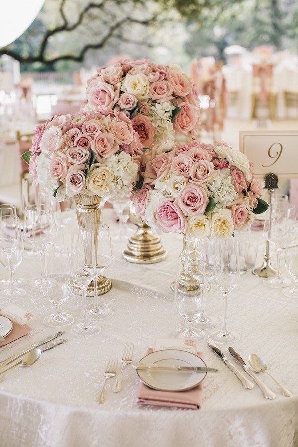 dusty rose and gold wedding centerpiece ideas
