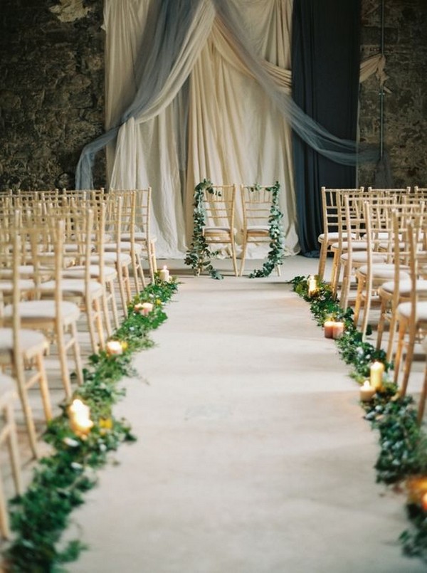 elegant wedding aisle decoration ideas with garlands