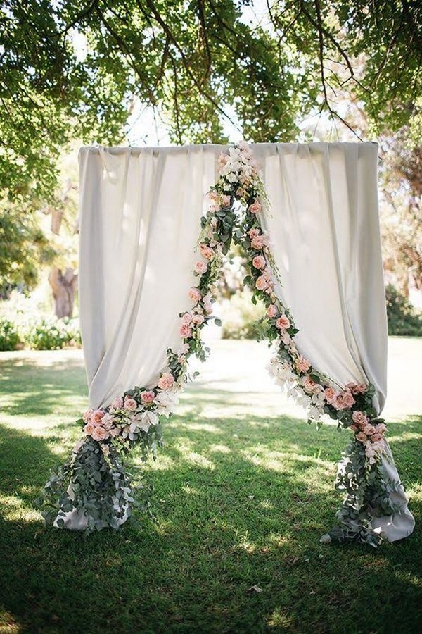 white and greenery wedding arch decoration ideas