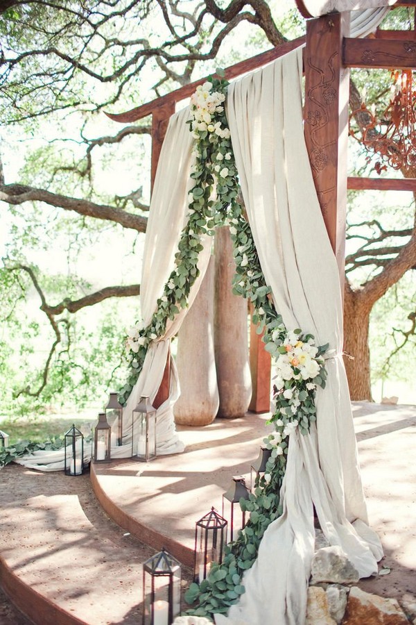 garland eucalyptus decorated wedding arch ideas