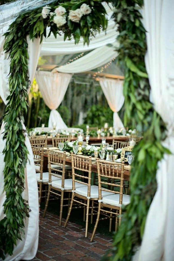 greenery garlands wedding entrance