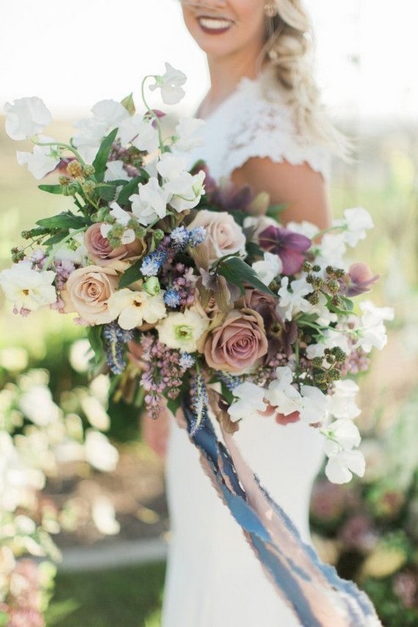 mauve and greenery wedding bouquet