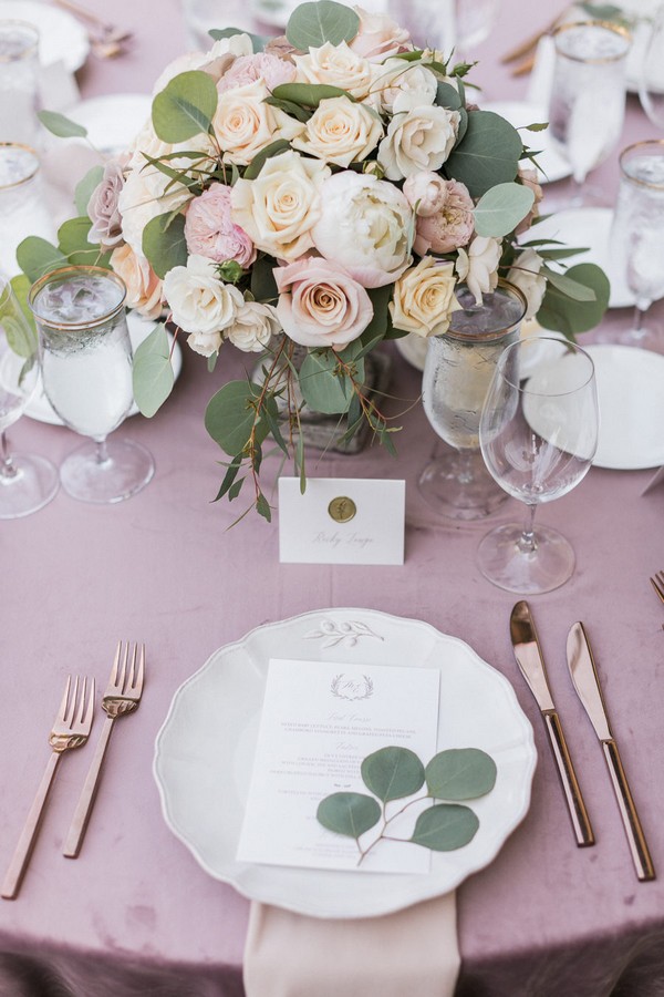 mauve purple wedding table idea