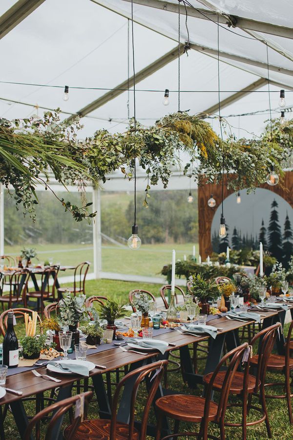 rustic fall hanging greenery garland wedding decor