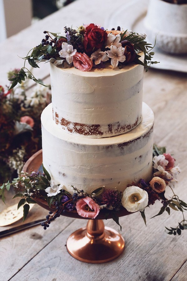 rustic country mauve wedding cake