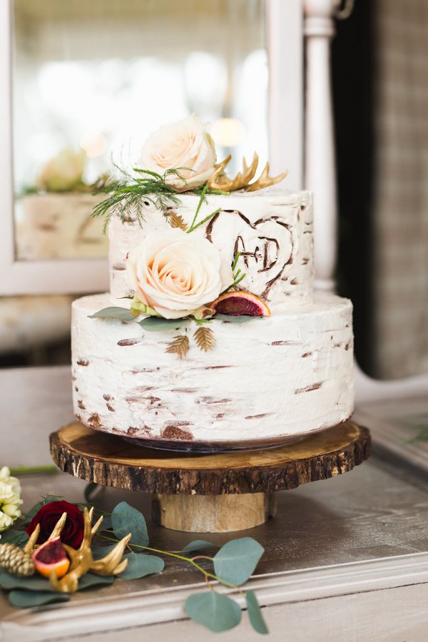 rustic fall naked wedding cake
