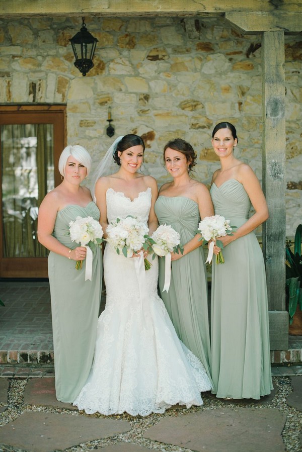 sage green strapless bridesmaid dresses