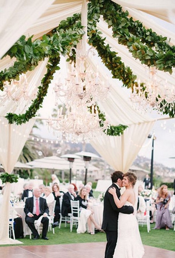 tented wedding ideas with hanging garlands