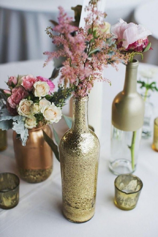 vintage dusty rose and glitter gold wedding decoration ideas
