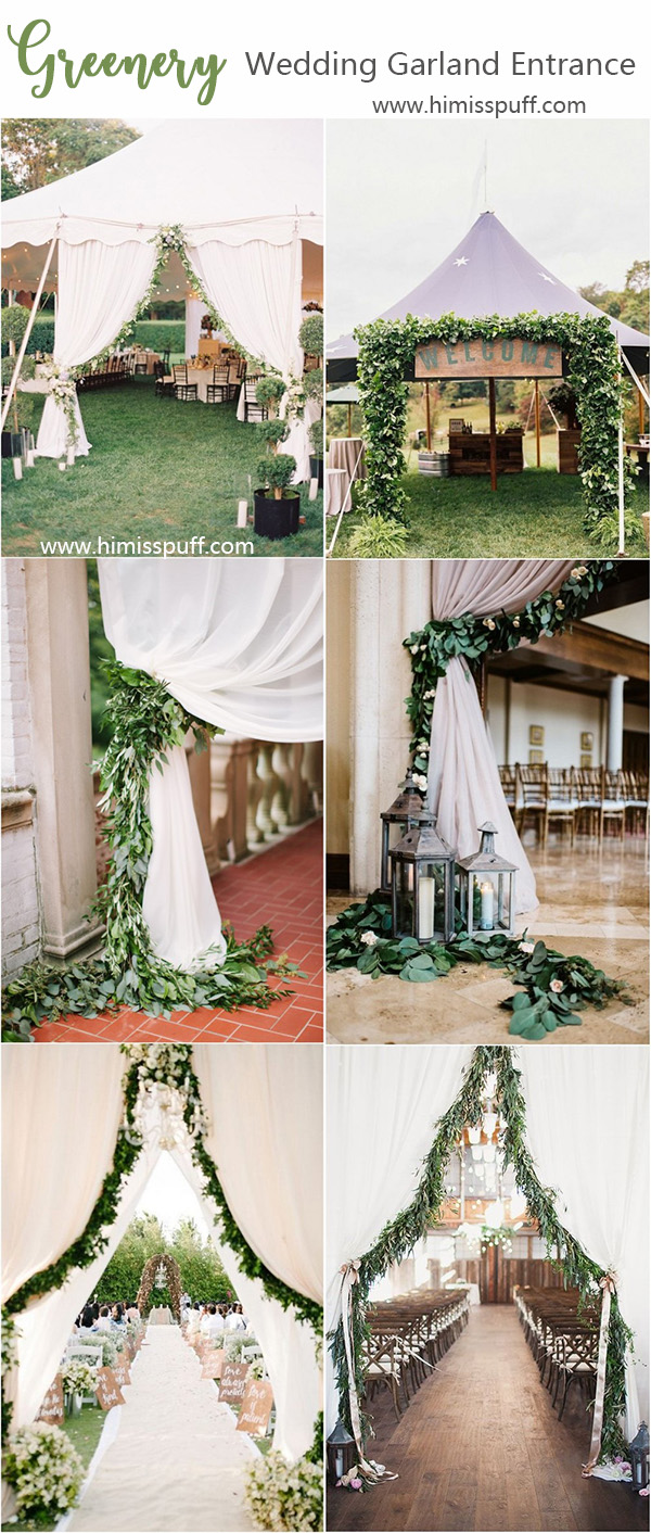 greenery garland wedding entrance decoration ideas