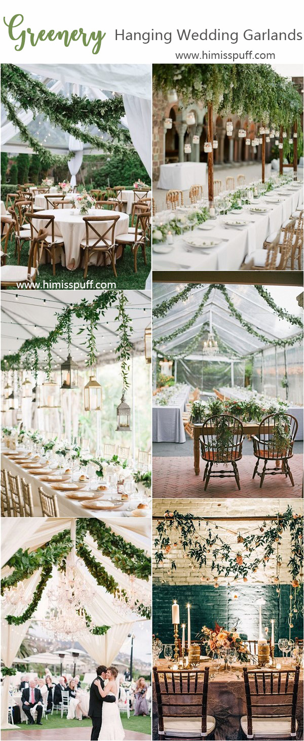 greenery wedding color ideas – greenery hanging wedding garland ideas