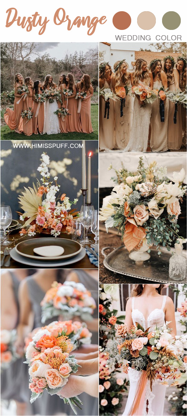 sunset dusty orange wedding color ideas and trends