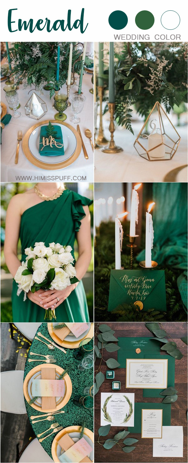 2019 Emerald and white wedding color ideas