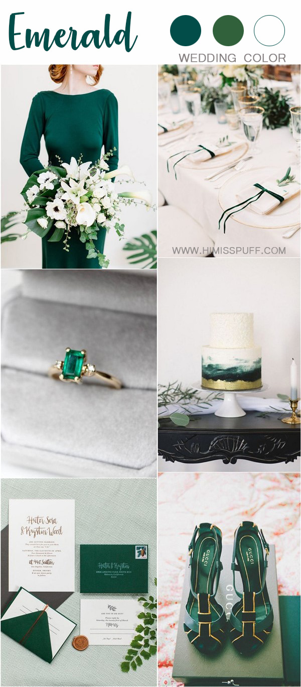 Emerald and white wedding color ideas and trends