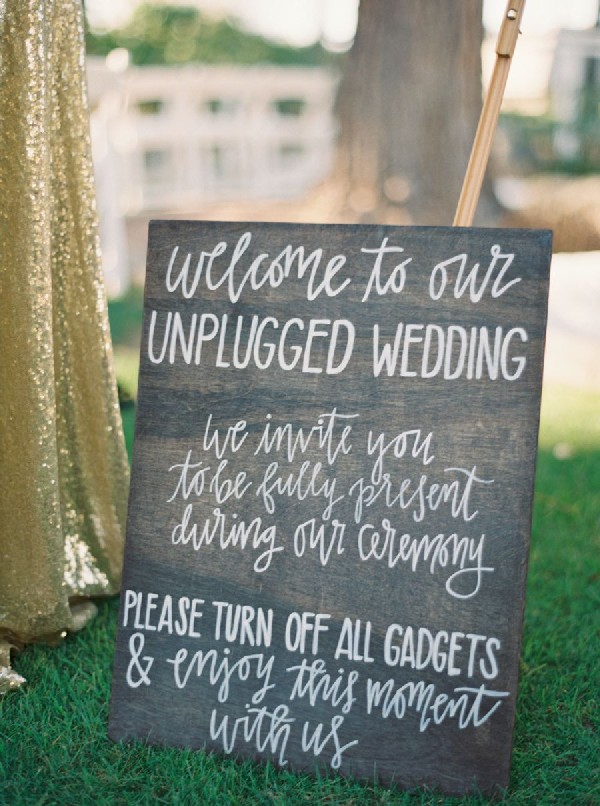 Chalkboard Unplugged Wedding Sign decal