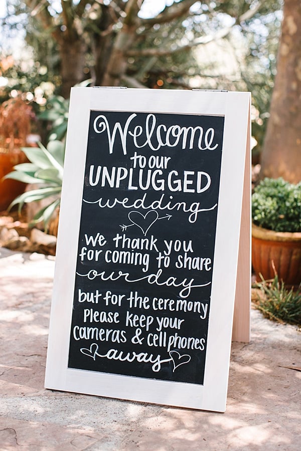 Unplugged Wedding Ceremony Sign Southern California Bride