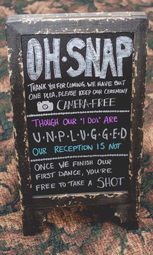 Unplugged Wedding Chalkboard Sign