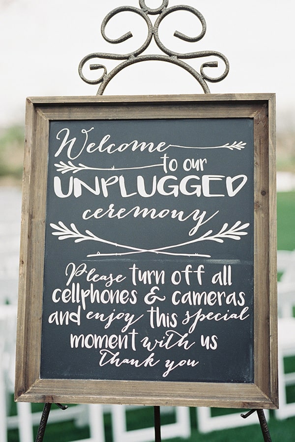 Welcome to our unplugged ceremony wedding sign