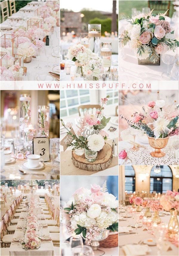blush pink wedding color ideas - blush wedding centerpieces