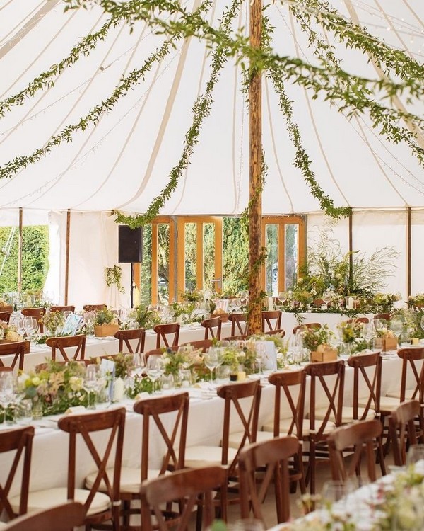 greenery tented garland wedding reception decor 4