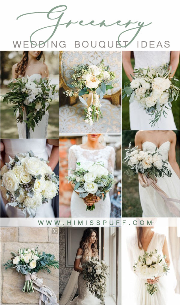 greenery wedding color ideas - greenery wedding bouquets