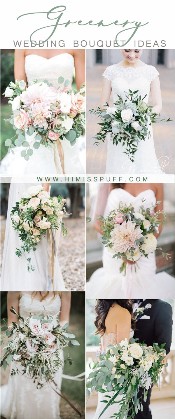 greenery wedding color ideas - greenery wedding bouquets