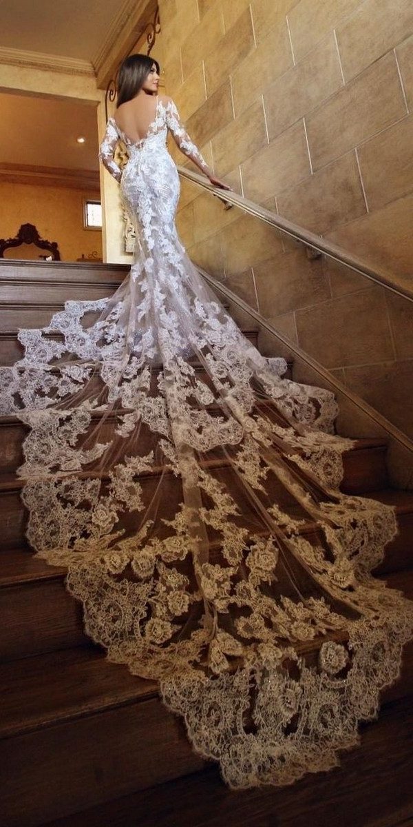 long sleeves lace mermaid wedding dress 7