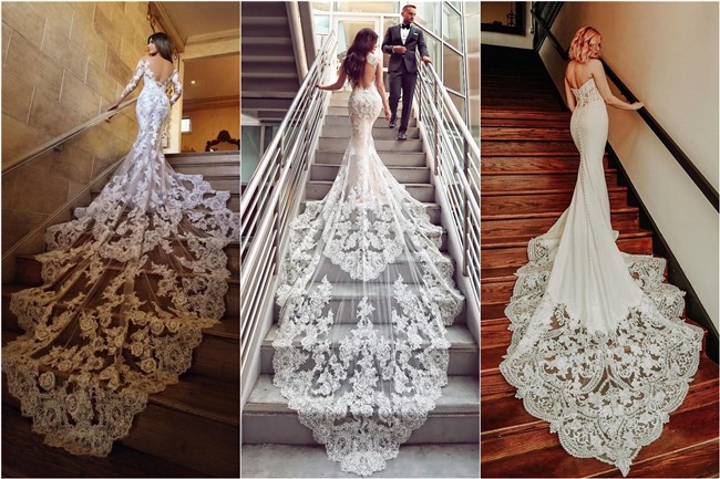 mermaid wedding dresses with spaghetti straps sweetheart sexy lace train blush bridal lounge
