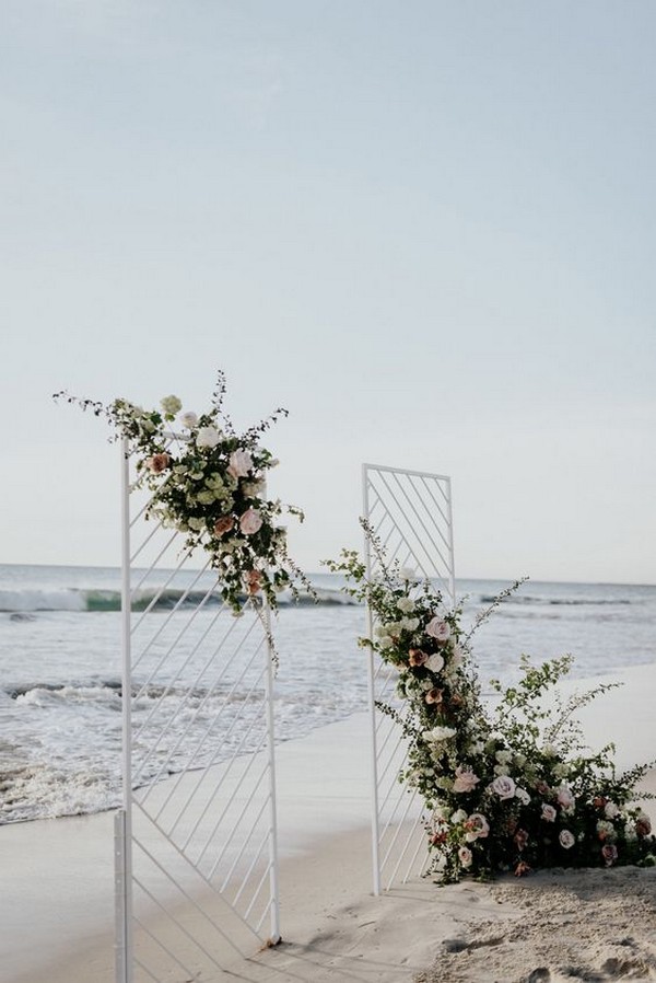 modern floral arbour for a beach wedding