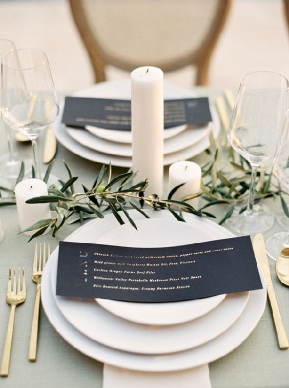 olive green wedding table settings