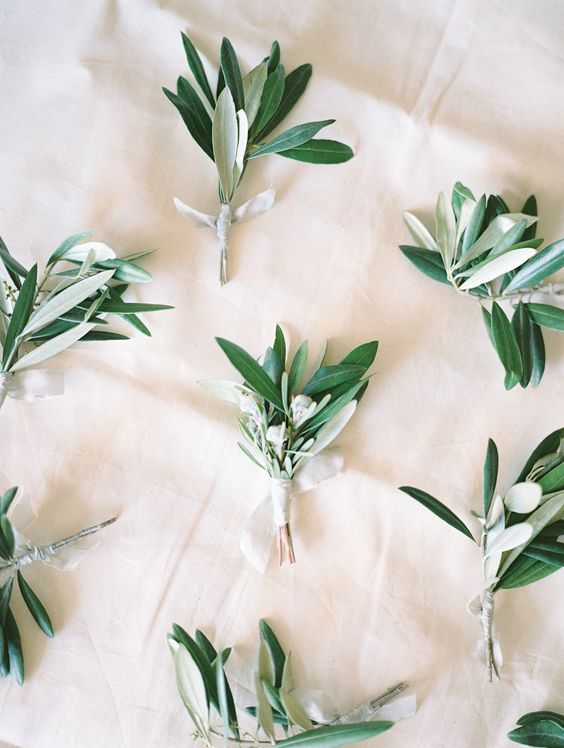 olive leaves groomsmen boutonniere