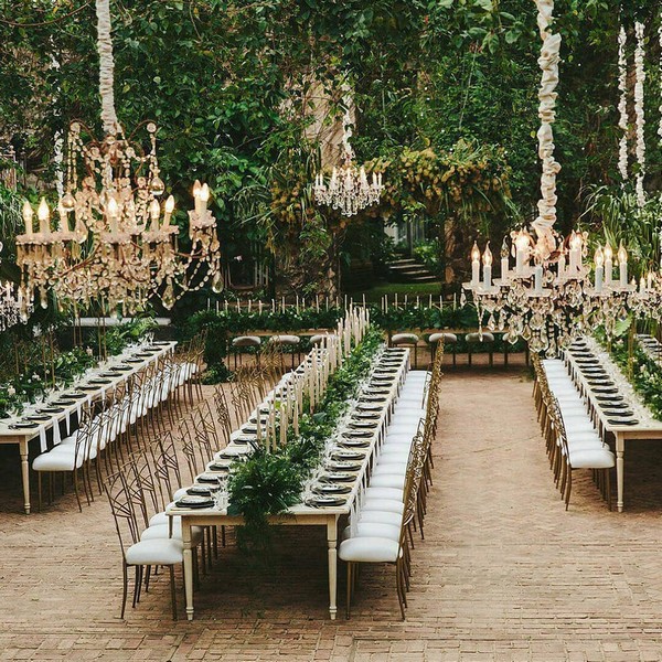 outdoor greenery wedding table decor 22